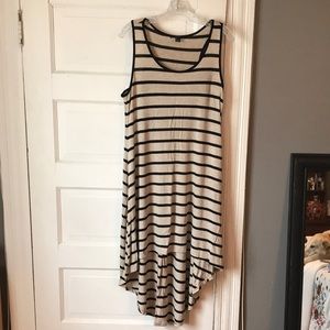 Black and cream stripped high low dress